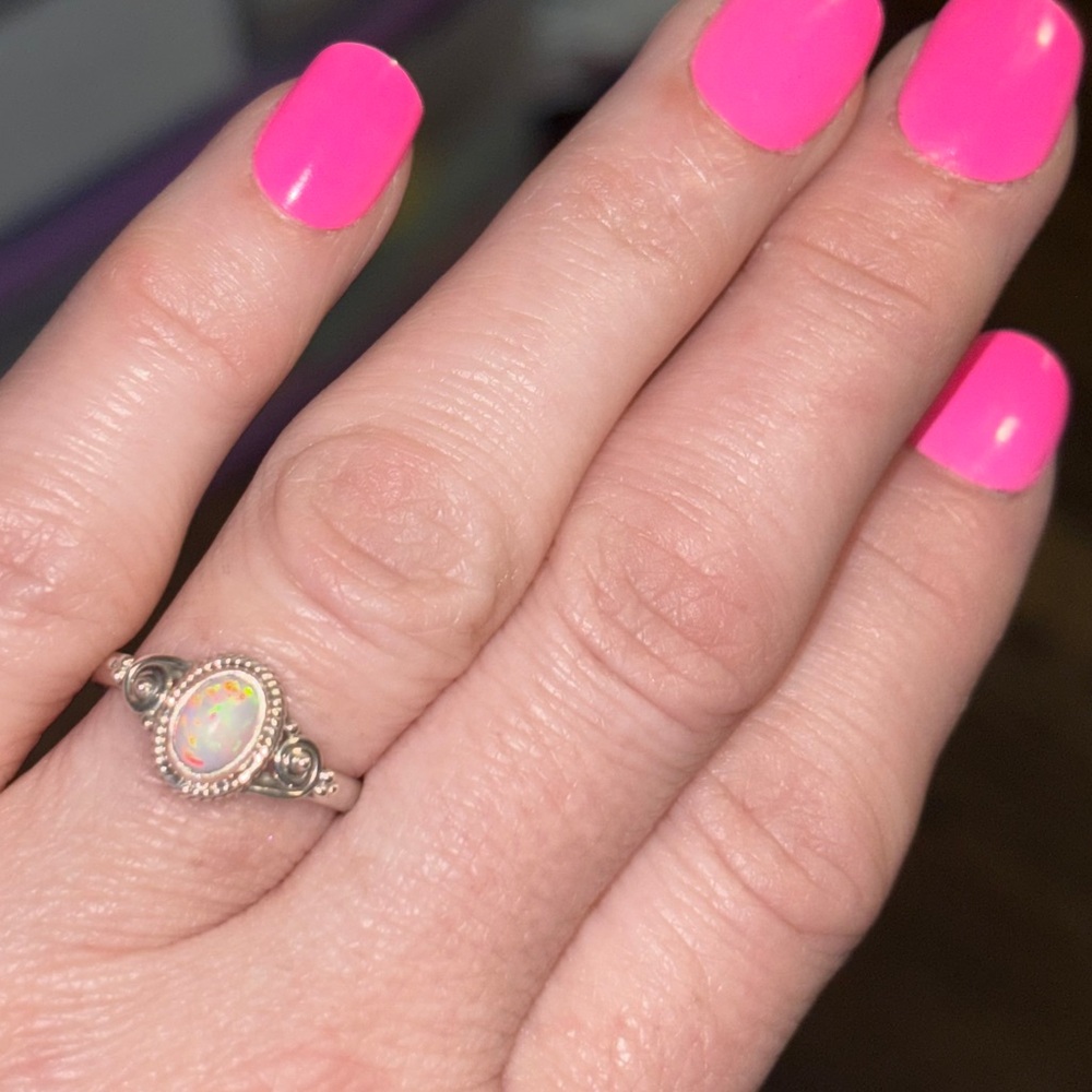 Ethiopian Opal Solitaire set in 925 Sterling Silver Band